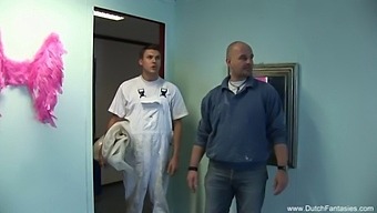 Amateur Dutch Housewife Satisfies Two Men'S Desires