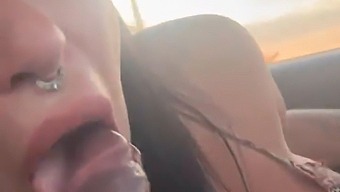 Melissa Lisboa'S Driving Skills Take A Backseat As She Gives An Amazing Blowjob And Milks While Driving