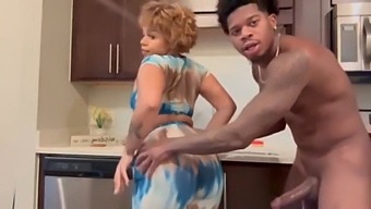 A Big Black Dick Is Used In An 18-Year-Old’s Oral Sex Act In The Kitchen.